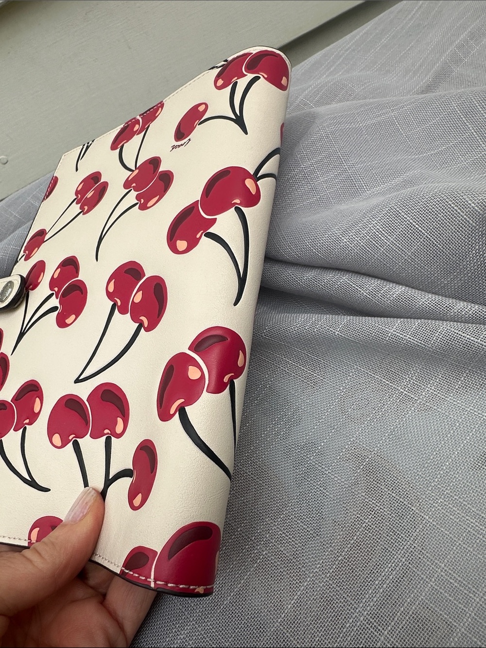 Coach Cream Cherry-Print Leather Refillable Notebook Cover with Paper - Picture 10 of 11